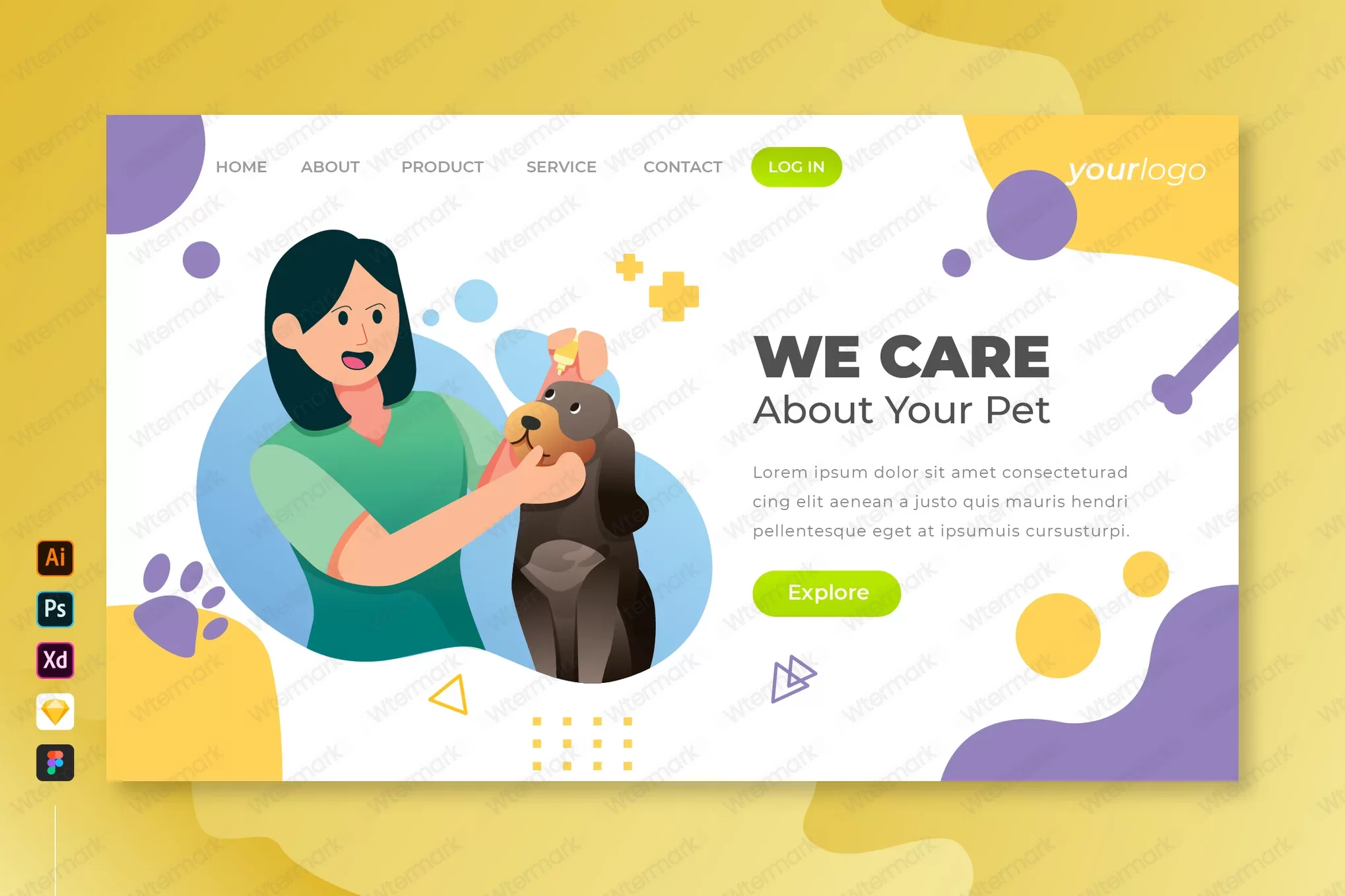 Cuidamos a tu mascota - Vector Landing Page Vol.3